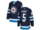 Men Adidas Winnipeg Jets #5 Mark Stuart Navy Blue Home Authentic Stitched NHL Jersey