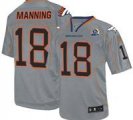 Nike Broncos #18 Peyton Manning Lights Out Grey With Hall of Fame 50th Patch NFL Elite Jersey