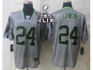 2015 Super Bowl XLIX Nike Seattle Seahawks #24 Lynch Jerseys(Lights Out Grey Elite)