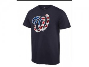 Mens Washington Nationals USA Flag Fashion T-Shirt Navy Blue