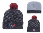Texans Team Logo Navy Stripe Cuffed Pom Knit Hat YD
