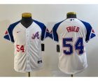 Youth Atlanta Braves #54 Max Fried Number White 2023 City Connect Cool Base Stitched Jersey