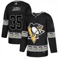 Penguins #35 Tristan Jarry Black Team Logos Fashion Adidas Jersey