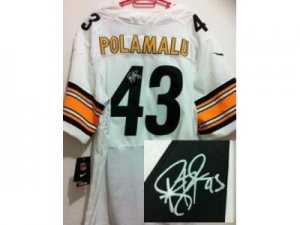 Nike Pittsburgh Steelers #43 Troy Polamalu White Jerseys(Elite Signed)