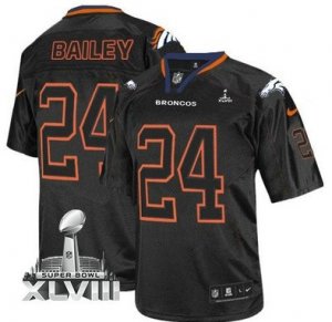 Nike Denver Broncos #24 Champ Bailey Lights Out Black Super Bowl XLVIII NFL Elite Jersey