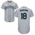 Mens Majestic Seattle Mariners #18 Hisashi Iwakuma Grey Flexbase Authentic Collection MLB Jersey