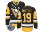 Mens Reebok Pittsburgh Penguins #19 Bryan Trottier Authentic Black Gold Third 2017 Stanley Cup Final NHL Jersey