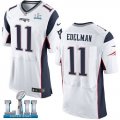 Mens Nike New England Patriots #11 Julian Edelman White 2018 Super Bowl LII Elite Jersey