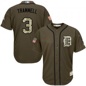 Men Detroit Tigers #3 Alan Trammell Green Salute to Service Stitched Baseball Jersey