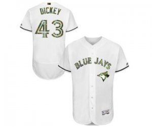 Mens Majestic Toronto Blue Jays #43 R.A. Dickey Authentic White 2016 Memorial Day Fashion Flex Base MLB Jersey