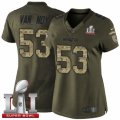 Womens Nike New England Patriots #53 Kyle Van Noy Limited Green Salute to Service Super Bowl LI 51 NFL Jersey