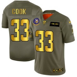 Nike Vikings #33 Dalvin Cook 2019 Olive Gold Salute To Service Limited Jersey