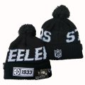 Steelers Team Logo Black Pom Knit Hat YD