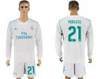 2017-18 Real Madrid 21 MORATA Home Long Sleeve Soccer Jersey