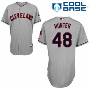 Men\'s Majestic Cleveland Indians #48 Tommy Hunter Replica Grey Road Cool Base MLB Jersey