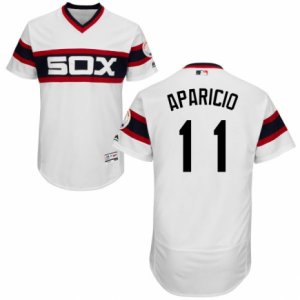 Men\'s Majestic Chicago White Sox #11 Luis Aparicio White Flexbase Authentic Collection MLB Jersey