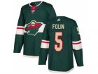 Men Adidas Minnesota Wild #5 Christian Folin Green Home Authentic Stitched NHL Jersey