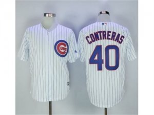 Chicago Cubs #40 Willson Contreras White Strip New Cool Base Stitched MLB Jersey