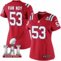 Womens Nike New England Patriots #53 Kyle Van Noy Elite Red Alternate Super Bowl LI 51 NFL Jersey
