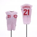 Reds #21 Deion Sanders White Cooperstown Collection Cool Base Sleeveless Jersey