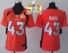 Women Nike Broncos #43 T.J. Ward Orange Team Color Super Bowl 50 NFL Jersey