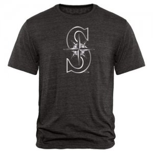 Seattle Mariners Fanatics Apparel Platinum Collection Tri-Blend T-Shirt Black