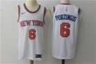 Knicks #6 Kristaps Porzingis White Nike Jersey