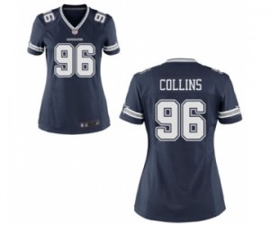 Women\'s Nike Dallas Cowboys #96 Maliek Collins Navy Blue Team Color NFL Jersey