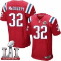 Mens Nike New England Patriots #32 Devin McCourty Elite Red Alternate Super Bowl LI 51 NFL Jersey