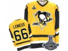 Mens CCM Pittsburgh Penguins #66 Mario Lemieux Premier Yellow Throwback 2017 Stanley Cup Champions NHL Jersey