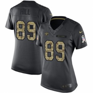 Women\'s Nike New Orleans Saints #89 Josh Hill Limited Black 2016 Salute to Service NFL Jersey