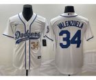 Men's Los Angeles Dodgers #34 Fernando Valenzuela Number White Cool Base Stitched Baseball Jersey