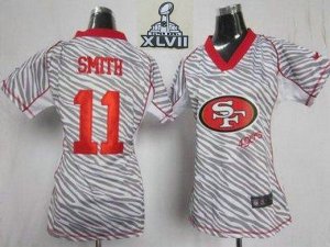 2013 Super Bowl XLVII Women NEW NFL San Francisco 49ers 11 Alex Smith FEM FAN Zebra Jerseys