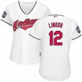 Womens Majestic Cleveland Indians #12 Francisco Lindor Authentic White Home 2016 World Series Bound Cool Base MLB Jersey