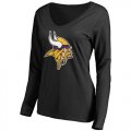 Womens Minnesota Vikings Pro Line Primary Team Logo Slim Fit Long Sleeve T-Shirt Black