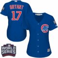 Women's Majestic Chicago Cubs #17 Kris Bryant Authentic Royal Blue Alternate 2016 World Series Bound Cool Base MLB Jersey