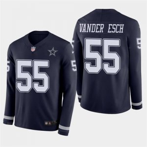 Nike Cowboys #55 Leighton Vander Esch Navy Therma Long Sleeve Jersey