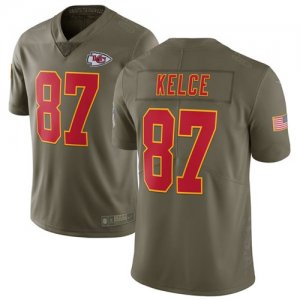 Nike Chiefs #87 Travis Kelce Olive Salute To Service Limited Jersey