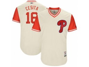 2017 Little League World Series Phillies #16 Cesar Hernandez Cesita Tan Jersey