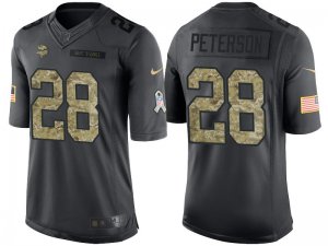 Nike Minnesota Vikings #28 Adrian Peterson Mens Stitched Black NFL Salute to Service Limited Jerseys