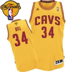 Men\'s Adidas Cleveland Cavaliers #34 Tyrone Hill Authentic Gold Alternate 2016 The Finals Patch NBA Jersey