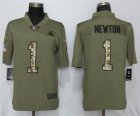 Nike Panthers #1 Cam Newton Olive Camo Salute To Service Limited Jersey