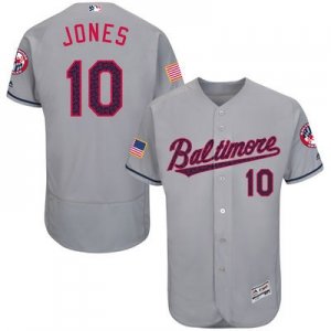 Mens Baltimore Orioles #10 Adam Jones Grey Stitched 2016 Fashion Stars & Stripes Flex Base Baseball Jersey