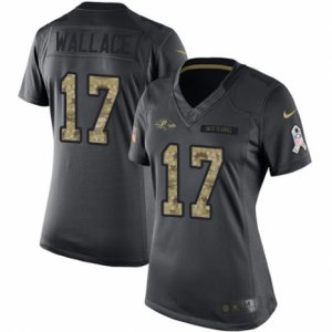 Women\'s Nike Baltimore Ravens #17 Mike Wallace Limited Black 2016 Salute to Service NFL Jersey