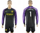 2017-18 Manchester City 1 C.BRAVO Black Goalkeeper Long Sleeve Soccer Jersey