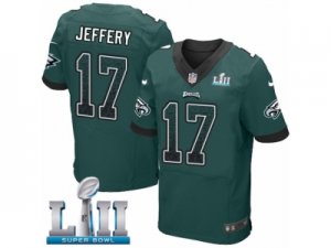 Men Nike Philadelphia Eagles #17 Alshon Jeffery Elite Midnight Green Home Drift Fashion Super Bowl LII NFL Jersey