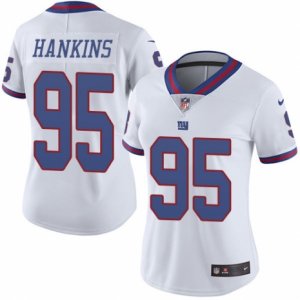 Women\'s Nike New York Giants #95 Johnathan Hankins Limited White Rush NFL Jersey