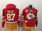 Kansas City Chiefs #87 Travis Kelce Red All Stitched Hooded Sweatshirt