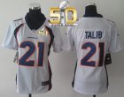 Women Nike Broncos #21 Aqib Talib White Super Bowl 50 NFL Jersey