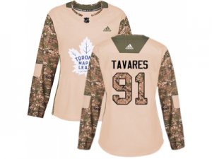 Women Adidas Toronto Maple Leafs #91 John Tavares Camo Authentic 2017 Veterans Day Stitched NHL Jersey